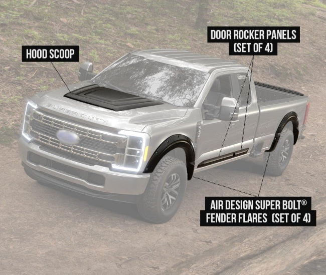 Molduras laterales para puertas F-250 Super Duty Super Cab 2023-2025+
