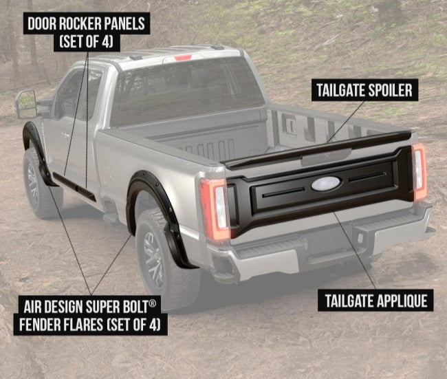 Molduras laterales para puertas F-250 Super Duty Super Cab 2023-2025+
